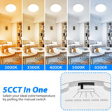 Peasur 12Inch LED Ceiling Light Flush Mount, 5CCT 3000K-6500K Adjustable Ceiling Light Fixture, 2400LM 24W Bright White Flat Lighting Fixture for Hallway Kitchen Bathroom Bedroom, 6Pack