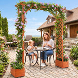 VINGLI Wooden Garden Arbor with Planter, Wedding Arch for Ceremony, Wood Garden Arbour Trellis for Plant Climbing, Pergola for Garden Backyard, Lawn, Outdoor (Golden Brown)