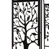Plow & Hearth Metal Garden Arch Trellis Arbor Tree of Life Panels, 7 feet Freestanding Outdoor Arch Trellis for Climbing Plants, Pathway Entry and Wedding Garden Decor
