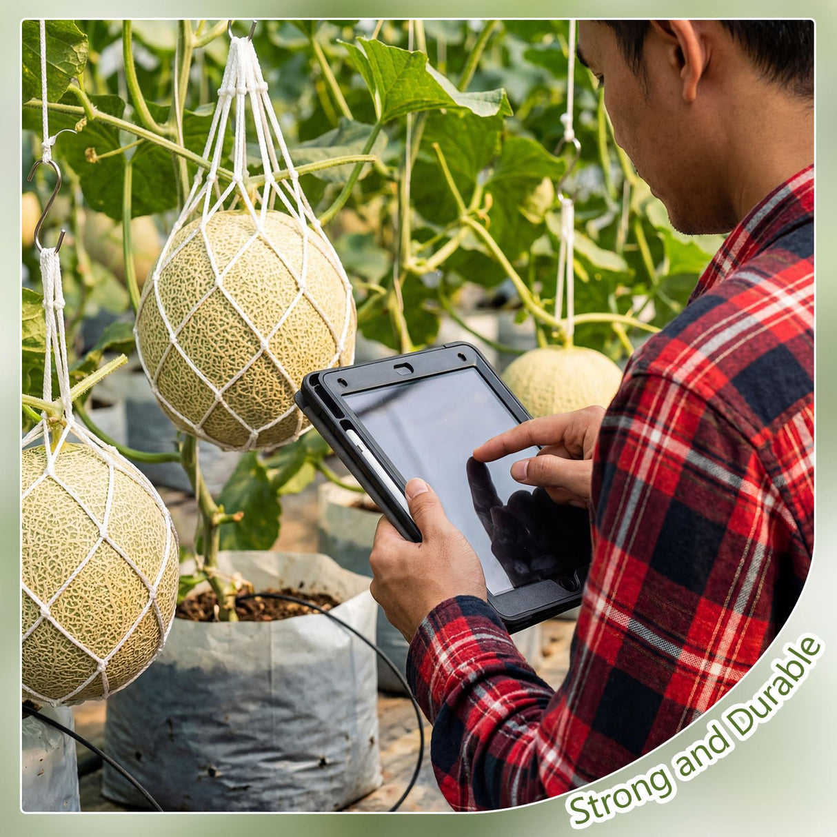 SATINIOR 24 Set Melon Hammocks Cradles with S Hanging Hooks Heavy Duty Hammock Cradles Holder, Reusable Hanging Bags Fruit Slings Mesh Fruit Holder for Honeydew Melon, Squash, Cantaloupe