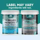 NaturaLife Labs Probiotics 70 Billion CFU – 15 Strains with Organic Prebiotic & Postbiotic – 3-in-1 Formula – 30 Vegan Capsules