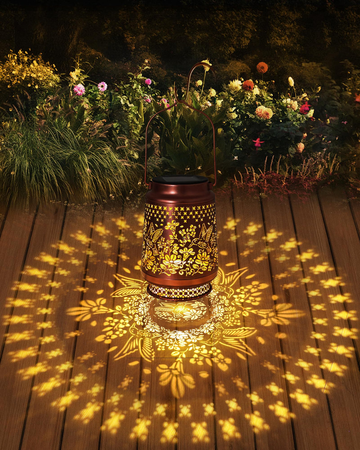 Hummingbird Solar Lanterns Outdoor Waterproof, Garden Decor Birthday Gifts for Women Mom Grandma Sister, Metal Hanging Solar Lights Outside Decorative for Yard Patio Backyard Christmas Decorations