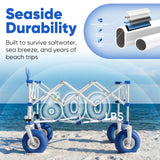 Sekey Heavy Duty Beach Wagon with 9" Big Sand-Proof Wheels – 600lb Capacity, 200L Oversized Foldable Cart | Adjustable Handle & All-Terrain Tires for Sand, Camping
