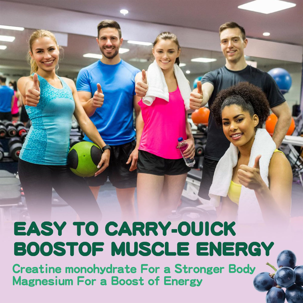 DANEW Pro Creatine Monohydrate Gummies 5000mg for Men & Women, Creatine Monohydrate for Muscle Strength, Muscle Builder, Energy Boost, Pre-Workout Supplement(120 Count)-Grape Flavor