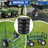 4 Pcs 4.10/3.50-4" Tire and Wheel Flat Free, 10 Inch Solid Rubber Tires with 5/8" Axle Bore Hole, 2.2" Offset Hub for Hand Truck, Wheelbarrow, Gorilla Cart, Garden Wagon Cart, Dolly, Utility Cart