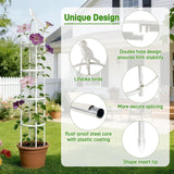 6ft Garden Obelisk Trellis for Climbing Plants-Rustproof Metal Pipe with Heavy Duty Plastic Coated, Garden Outdoor Indoor Potted Plant Support for Clematis Vine Jasmine Support （White）