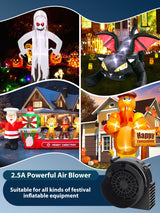 Lorvain 2.5A Replacement Air Blower for Inflatables, Replacement Inflatable Air Fan Blower with 10 White LED Lights & 12v/3A Adapter for Halloween Christmas Outdoor Inflatable Fan Blowers