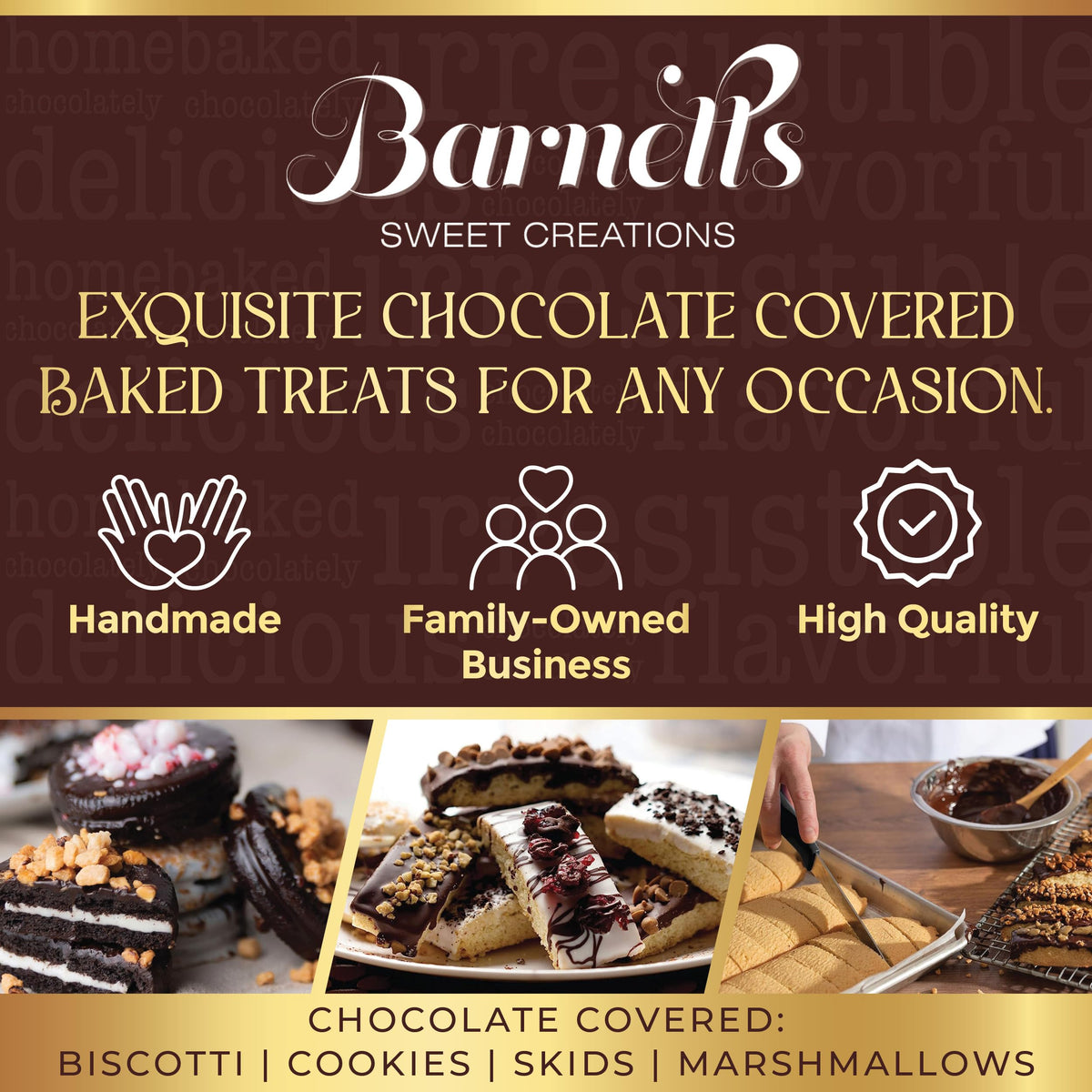 Barnetts Gift Basket, 12 Chocolate Covered Cookies Gourmet Candy Box