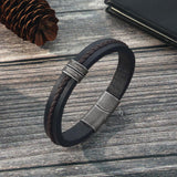 Personalized Custom Name Bracelets for Men - Mens Leather Bracelet with 2-5 Kids Names Customized Gifts for Dad Husband Son (2 names)