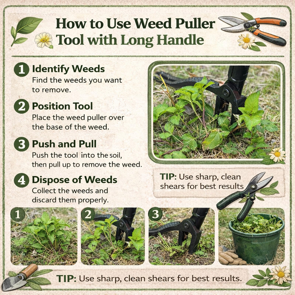 Vornilo All Black Stand Up Weed Puller 53 Inch Manual Weed Remover Tool Heavy Duty Metal Long Handle Root Removal Weeder with Reinforced Claw and Three Section Steel Shaft for Garden Lawn Yard Use