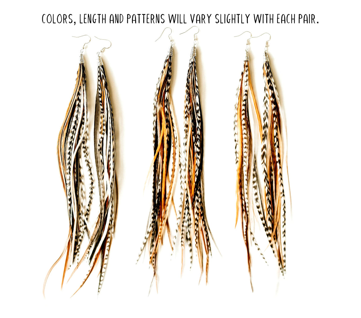 Feather Headz Bohemian handmade Natural long lightweight feather dangle earrings for women
