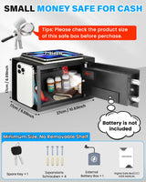 [UPGRADED] Small Safe Box for Home, 0.30 Cuft Mini Safes with Fireproof Waterproof Bag, Digital Money Safe with Programmable Keypad Spare Keys, Security Cash Box for Money Valuables