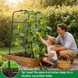 Cucumber Trellis for Raised Bed and Garden, 47" H x 31" W U-Shaped Metal Garden Trellis for Climbing Plants with Nylon Netting, Vegetable Support Frame