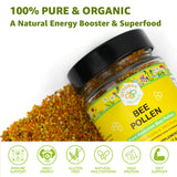 Organic Bee Pollen - USDA & EU Organic Certified, Halal, ISO 22000 & GMP | 100% Pure Superfood for Immune Support, Rich in Vitamins & Minerals | Non-GMO, Additive-Free | 200g (7.05 oz)