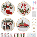 Christmas Embroidery Kit, DIY Hand Embroidery Kit, Beginner Embroidery Kit for Adults, Embroidery Christmas Ornament Kits (B)
