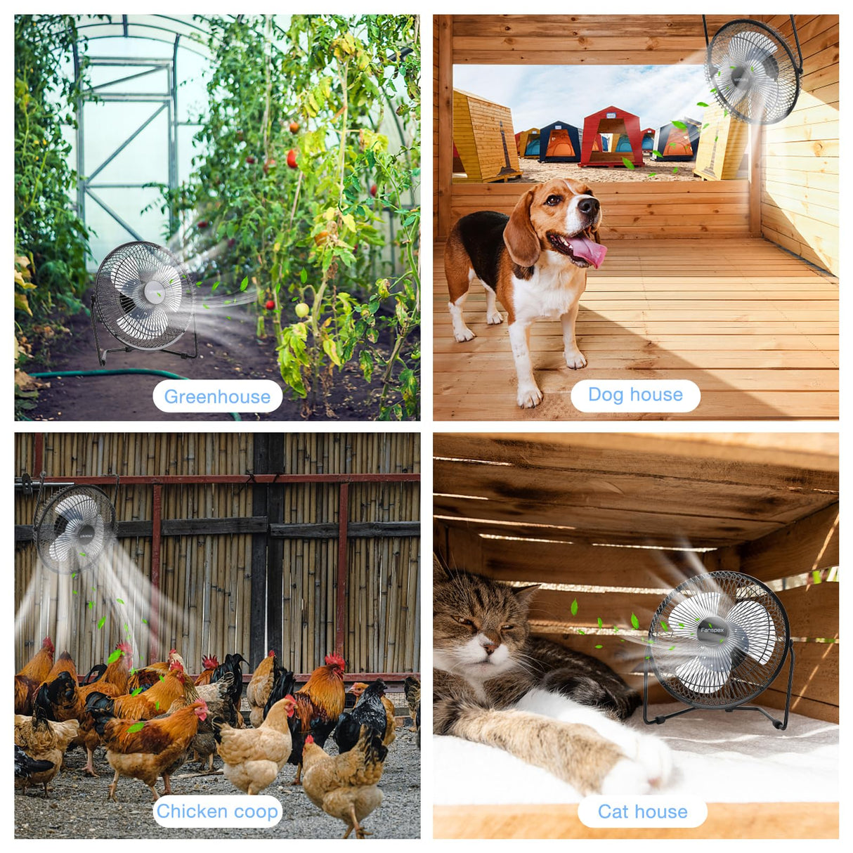 Fanspex 8" Solar Fan for Outdoor Chicken Coop, Small Greenhouse, Dog House Cooing or Air Circulation, 25W solar panel Powered Fans with Adjust Tilt