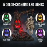 Halloween Skull Statue with Spooky LED Light for Home Indoor Decorations