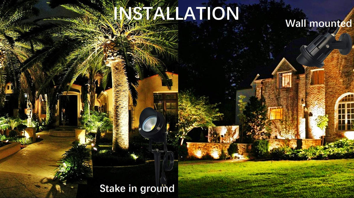 LED Outdoor Spotlight Flag Light 120V 10W Waterproof Spot Lights for Yard Flagpole House Tree Plug in Christmas Landscape Lighting (10W, Warmwhite)