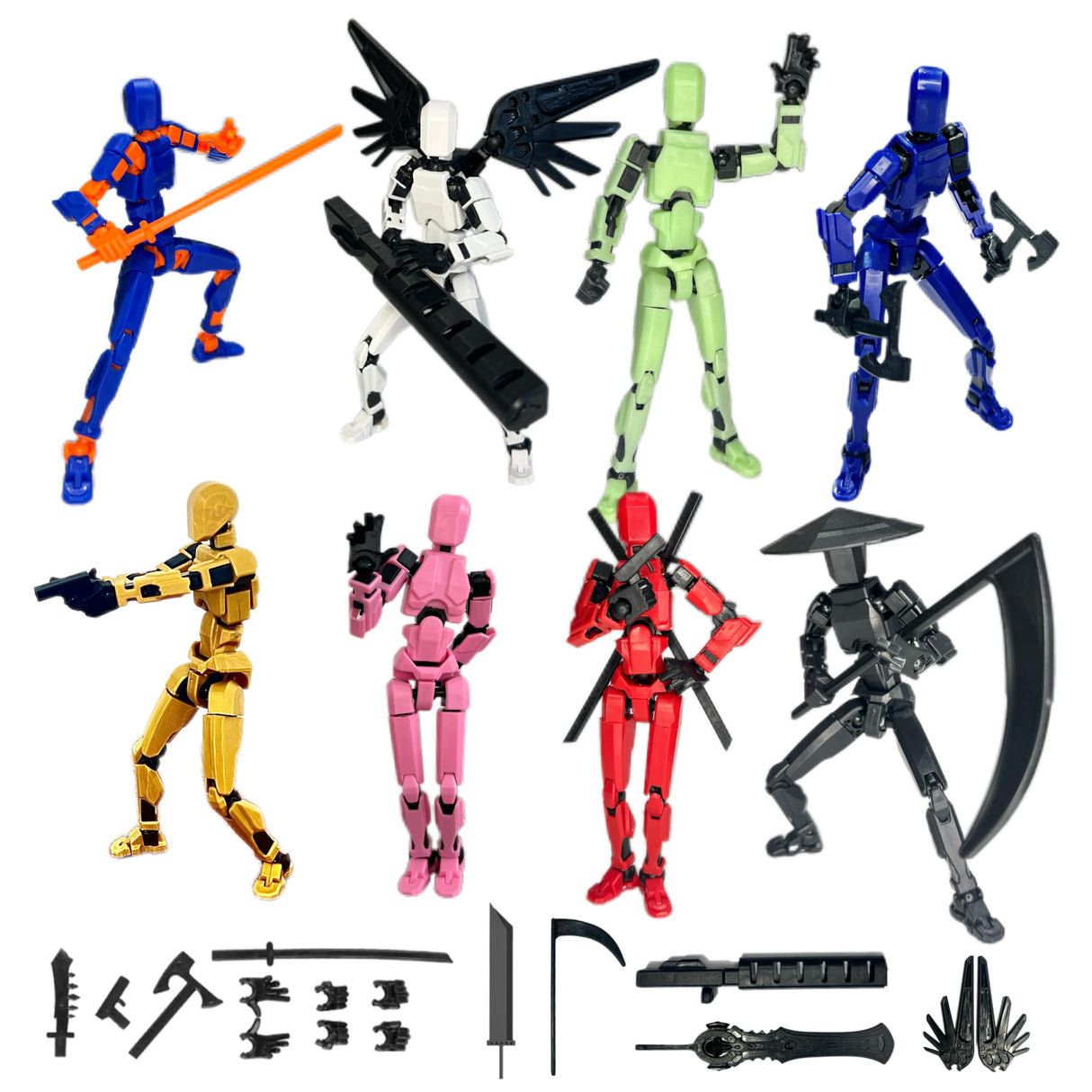 (Assembly Completed) 8 Packs Dummy13 Action Figure Set, 3D Printed ActionFigure Toy Gifts for Kids, Dummy 13,Robot 13 Action Figure Full Body Mechanical Doll Christmas Birthday Gift for Boys Girls