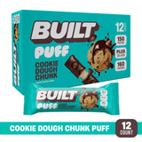 Built Bar, Puff Protein Bars, Cookie Dough Chunk Puff, 15g Protein Snacks, On-The-Go Bars, Only 160 Calories, 8g Sugar, Collagen, Not Gluten Free, 12 Count