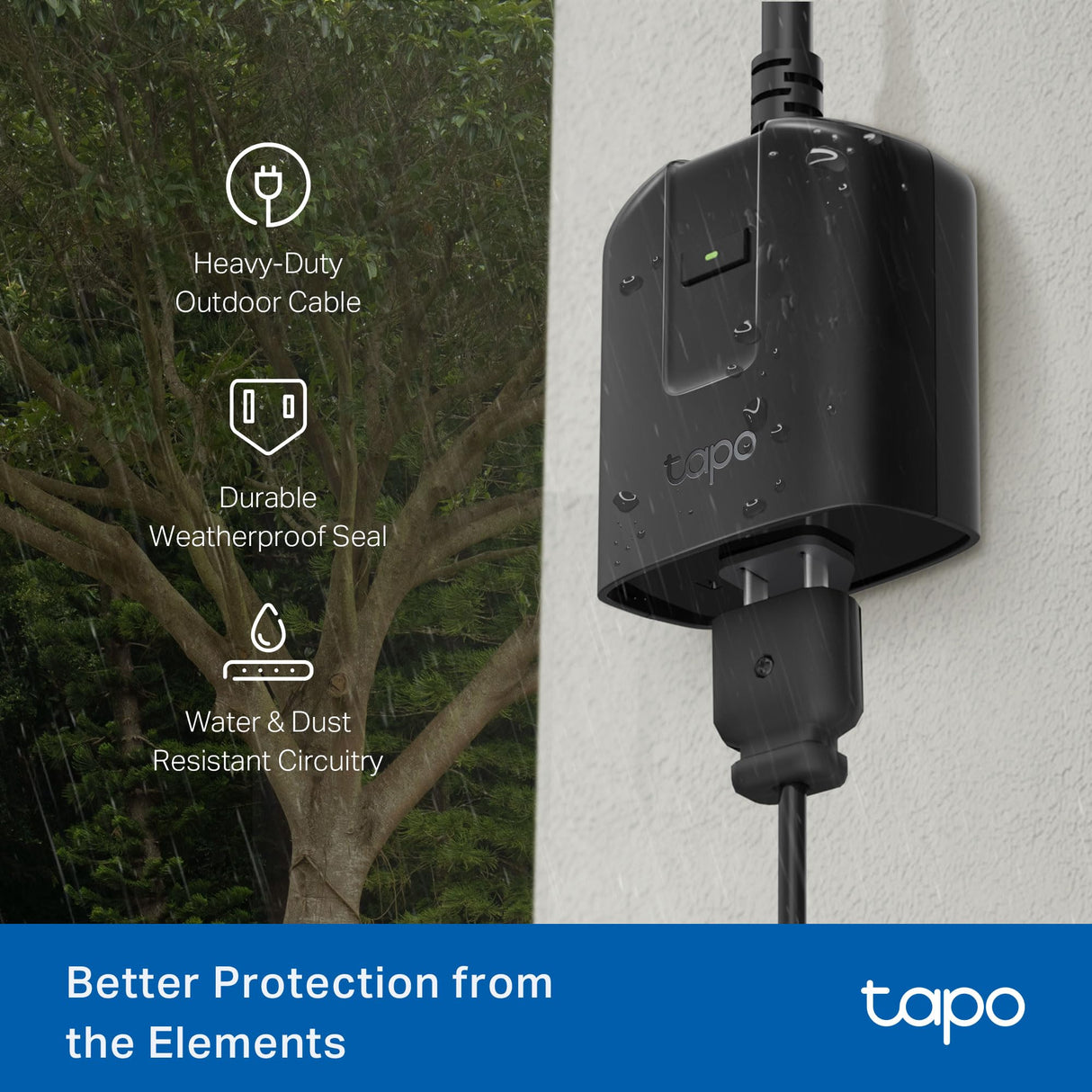 Tapo Outdoor Smart Dimmer Plug for Outdoor Lights, Matter, Energy Monitoring, App Control, IP65 Weather Resistant, Works with Siri, Alexa, Google, ETL Certified, 150WLED/CFL, 2.4GHZ WiFi Only, P430M