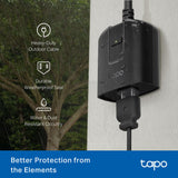 Tapo Outdoor Smart Dimmer Plug for Outdoor Lights, Matter, Energy Monitoring, App Control, IP65 Weather Resistant, Works with Siri, Alexa, Google, ETL Certified, 150WLED/CFL, 2.4GHZ WiFi Only, P430M