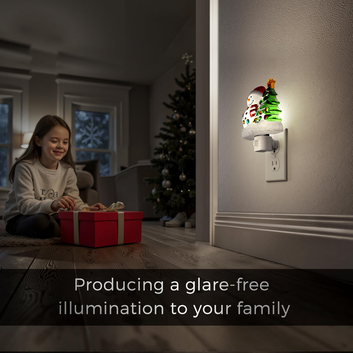 L LOHAS LED Christmas Night Lights Plug into Wall, 5000K Daylight, 360° Rotatable Christmas Tree & Snowman Nightlight, Night Light for Kids, Ideal for Christmas Home Decor, 1 Pack