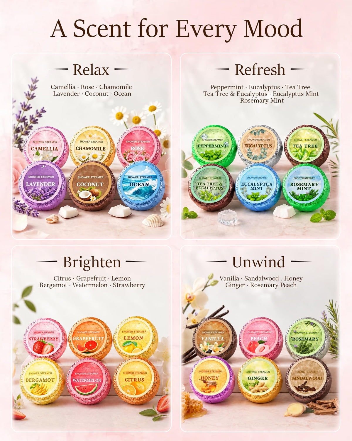 Shower Steamers Advent Calendar 2026 for Relaxation, 24 Spa Gifts for Women