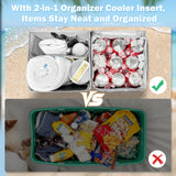 XYFuuee 2-in-1 Cooler Organizer Insert for X Large Bogg Bag Accessories, PEVA Portable Leak-Proof Ice Chest, Lightweight Mesh Divider Inserts Pouch with 4Fastener for XL Bog Beach Rubber Tote, Gray