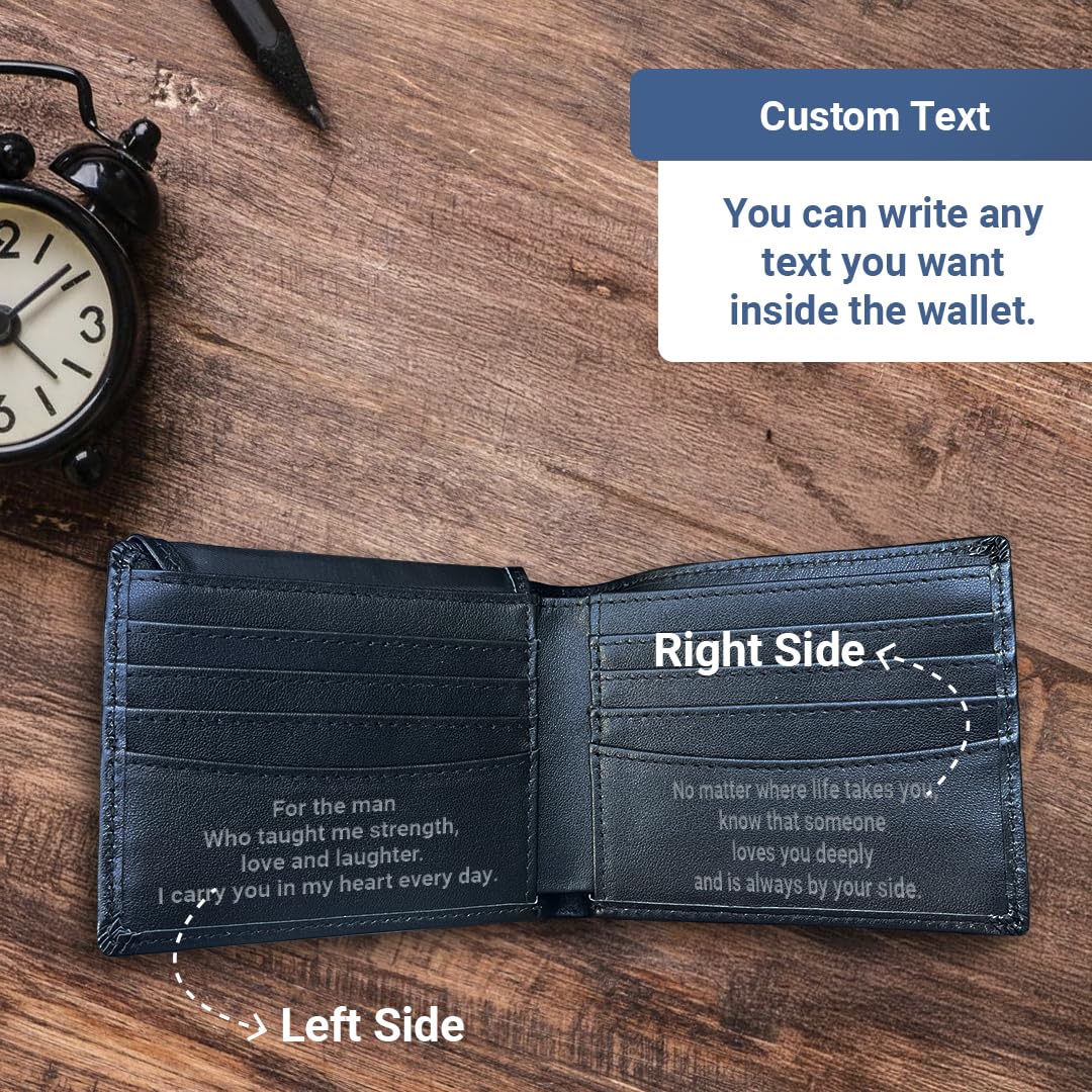 Custom Wallets for Men, Leather Wallets with Engraved Name, Personalized Gifts for Dad, Husband, Son, Boyfriend, Grandpa, Fathers Day Gift, Christmas Gifts, Valentines Day Gifts