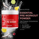RAW Essential Pre-Workout Powder (Fruit Burst) - Chris Bumstead Sports Nutrition Supplement for Men & Women - Preworkout Energy Powder with Caffeine, L-Citrulline, L-Tyrosine, & Beta Alanine Blend