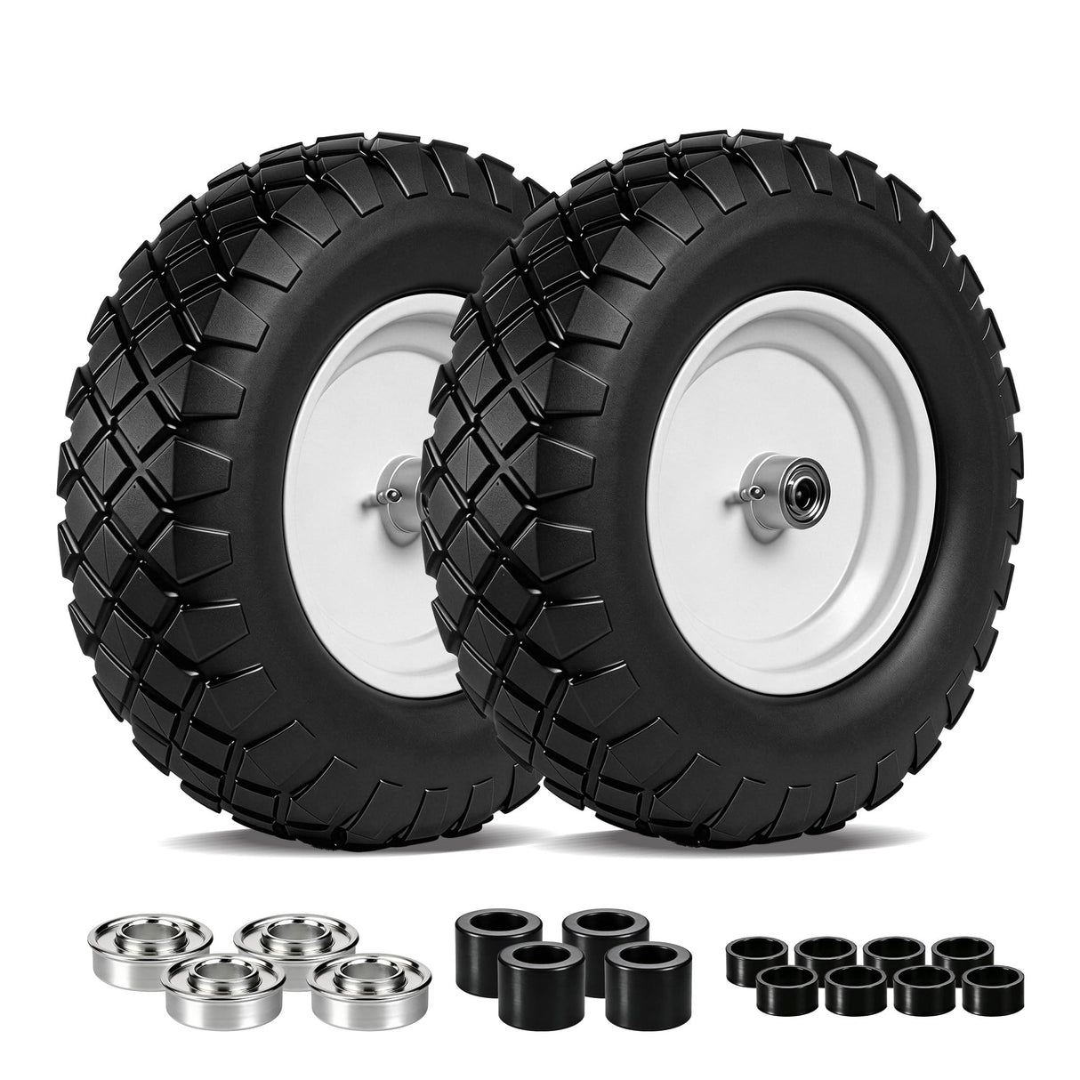 TPXQWL 16" 4.80/4.00-8 Flat Free Wheelbarrow Tire & Wheel, 2-Pack
