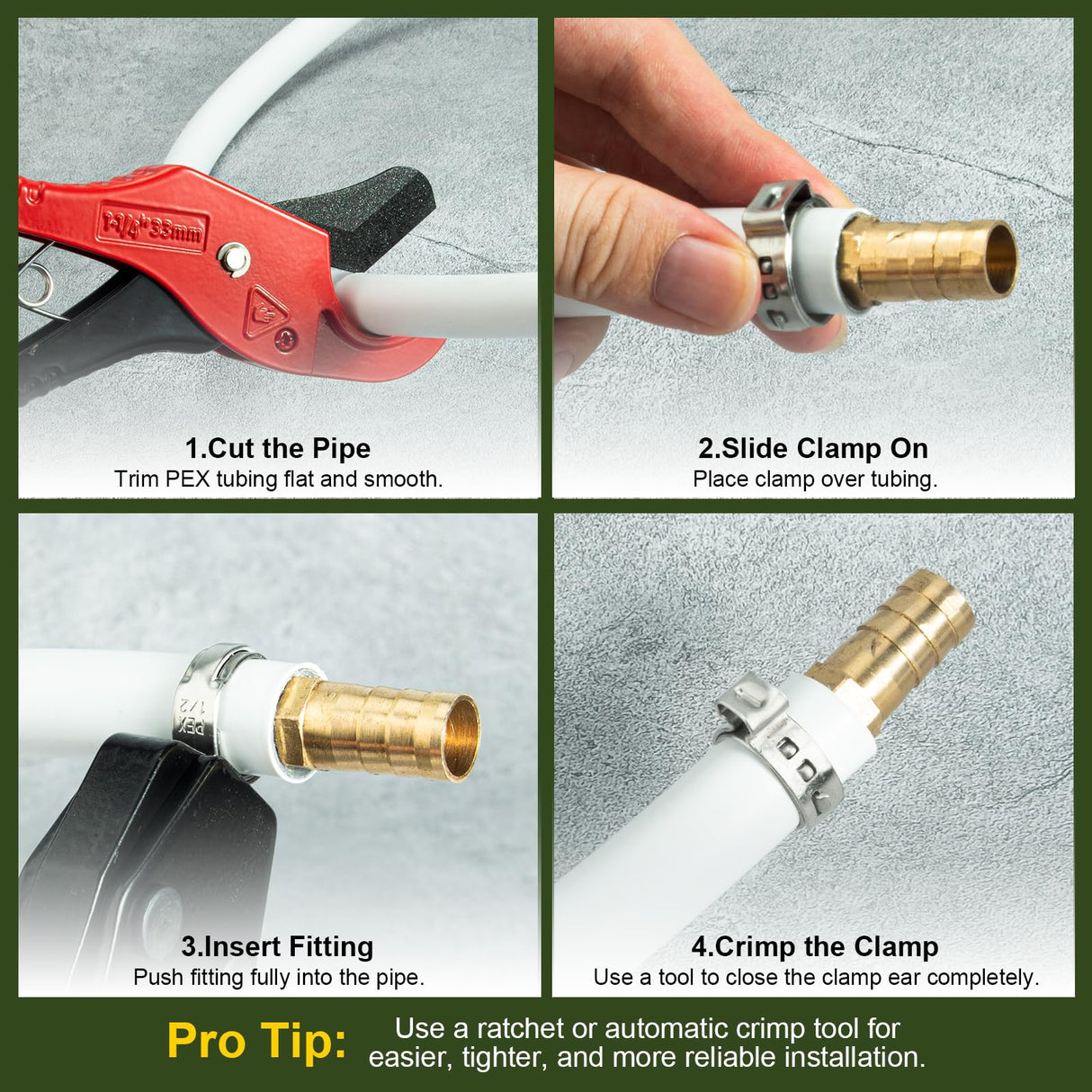 KTROVNN 120 Pack 3/4 Inch PEX Cinch Clamps Rings, Heavy Duty 304 Stainless Steel Pex Crimp Rings, Thickened Single Ear Hose Clamps for PEX Tubing Pipe Fitting Connections