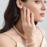YONGMAN Freshwater Cultured Pearl Necklace Set Includes Stunning Bracelet and Stud Earrings Jewelry Set for Women Gift for Mother's Day, Anniversary, Birthday, Wedding