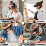 Headband Magnifier with Light, Rechargeable Magnifying Glasses for Close Work, 1.5X - 3.5X Magnify Headset with 4 Lenses, Jewelers Magnifying Glass Loupe Visor for Reading,Crafts, Hobby