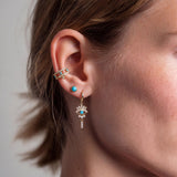 MYEARS Women Evil Eye Earrings Gold Huggie Hoop Link Spike Dangle Drop Turquoise Cubic Zirconia 14K Gold Plated Small Simple Hypoallergenic Everyday Protection Jewelry 1