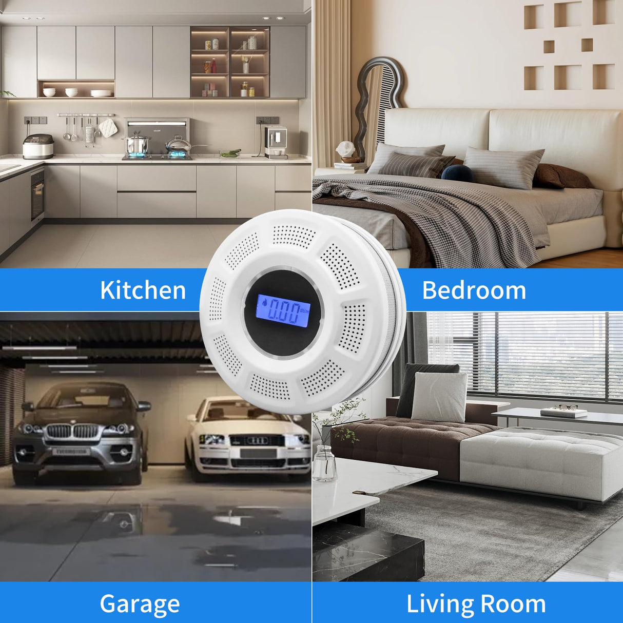 GiiHoo Smoke and Carbon Monoxide Detector Combo Powered by Battery, 2 in 1 CO & Smoke Alarm with LED Warning Light Indicators for Home, Travel, RV, Garage (6 Pack)