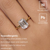 Michooyel 18K Gold Plated Emerald Cut 4ct Engagement Ring Cubic Zirconia Sterling Silver Women's Ring Wedding Ring Promise Ring