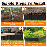 Corrugated Garden Edging,12"×20Ft Galvanized Steel Landscape Edging & Lawn Edging Border,Metal Garden Border for Flower Beds,Garden,Lawn,Raised Beds & Tree Surrounds(Black)
