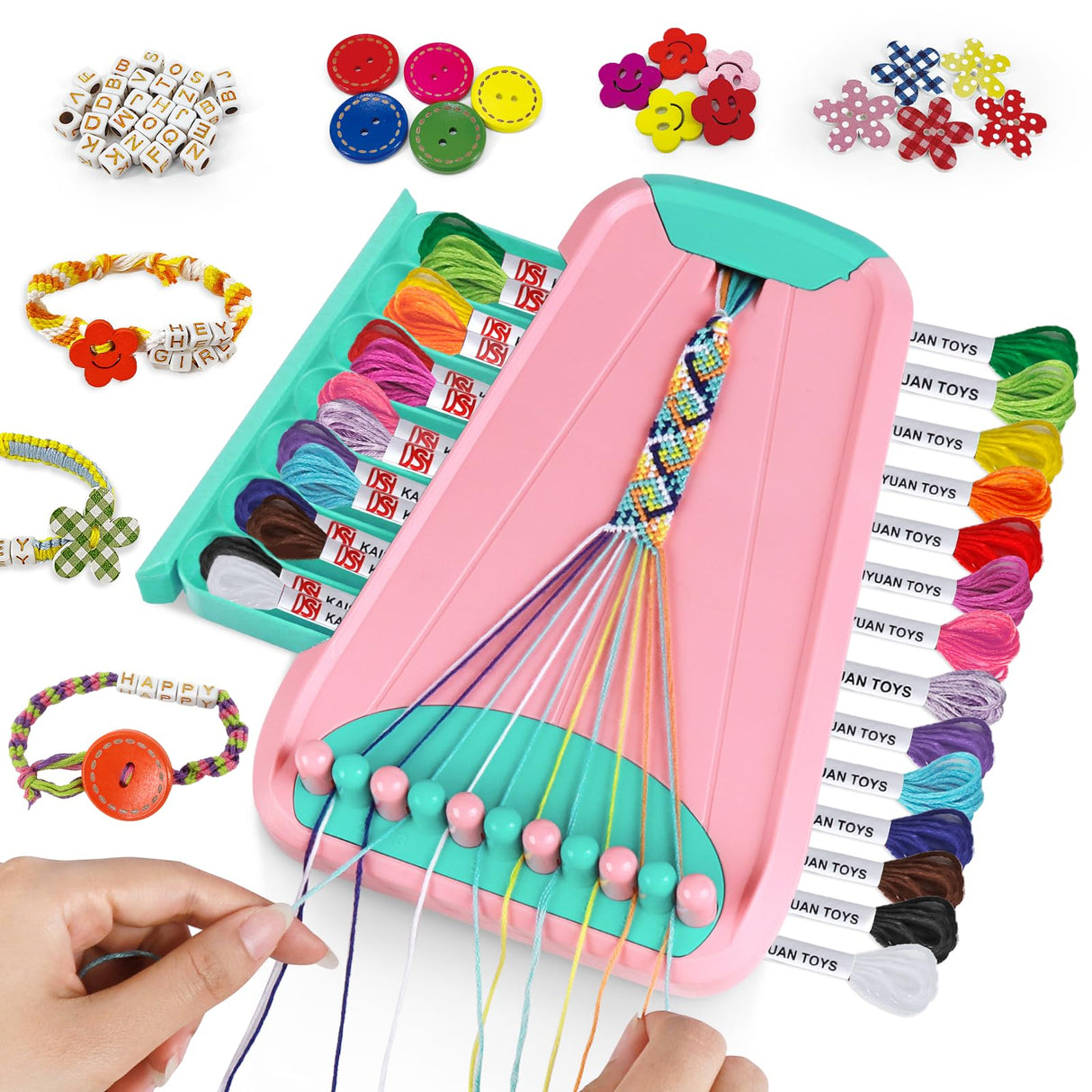 Bracelet Making Kit for Girls - Friendship Bracelet Kit - Christmas Gifts for Ages 6 7 8 9 10 11 12 Year Old Girl Birthday Gifts, Arts and Crafts for Kids Ages 8-12 Teen String Bracelets Maker Pink