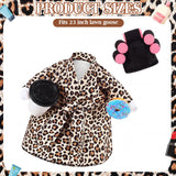 Shyyween Lady Porch Goose Outfit Leopard Print Bathrobe Goose Clothes with Curlers Coffee Cup for 23 Inch Cement/ Plastic Statue Outdoor Garden Yard Lawn Decoration