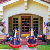 4th of July Porch Goose Outfits Lawn Goose Patriotic Lolita Dress Outfit for 23" Cement Plastic Geese Statue USA 250th Geese Star Firework Clothing Anniversary Outdoor Patio Lawn Garden Decoration
