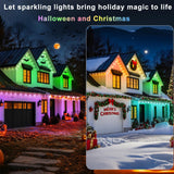 YIBULAYIN 100FT Permanent Outdoor Lights Waterproof, Smart RGB Eaves Lights with App/Remote Control, DIY Scene Modes, LED Outdoor Lighting for Christmas Holidays Daily Party House Roof Lighting