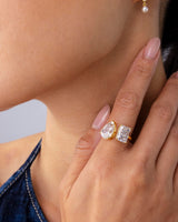 PAVOI 14K Yellow Gold Plated Toi Et Moi Radiant-Cut Pear-Shaped CZ Stones