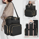 BAFASO Double Layer Nail Polish Organizer Holds 70 Bottles (15ml - 0.5 fl.oz) and a Nail Dryer, Nail Polish Case with 2 Removable Pouches and Tools Storage Sections (Patented), Black