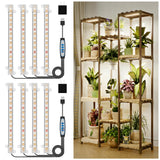 Kullsinss 8 inches LED Grow Light Strips, Full Spectrum Grow Lights for Indoor Plants with 6/12/16H Timer, 5 Dimmable Levels, Plant Light for Seedling Succulent, Ideal for Plant Shelf (4 Strips*2pcs)