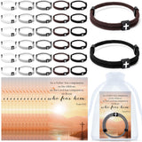 Tondiamo 20 Set Fathers Day Bracelet Gift for Church Cross Christian Adjustable Jesus Wristband Religious Blessed Dad Bible Verse Scripture Cards Organza Bag Basket Stuffers for Dad (Braided Style)