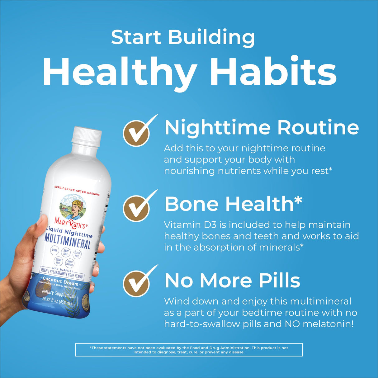 MaryRuth's Liquid Morning Multivitamin +Hair Growth (Peach Mango, 15oz) & Nighttime Multimineral (Coconut, 15oz) | Clean Label Project Verified® | Vegan, Non-GMO | Beauty, Bedtime Routine & Wellness