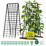 Heavy Duty 2 Pack 50"x17" Adjustable A-Frame Trellis for Climbing Plants Outdoor, Metal Rust-Proof Garden Trellis, Dense Grid Climbing Frame Trellis for Raised Beds, Cucumber, Tomatoes Outdoor