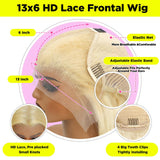 613 13X6 Lace Front Wig Human Hair Body Wave 200 Density HD Lace Front Wigs Human Hair Blonde Wig Human Hair Glueless Wigs Human Hair Pre Plucked Pre Cut 613 HD Lace Frontal Wig 13x6 for Women 24 Inch
